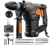 DOVAMAN RH15A Martillo Perforador SDS-Plus 1500W, 7J, 4 Funciones, 900 rpm, 4350 golp/min, Sistema Antivibración, Embrague de Seguridad, con Brocas y Cinceles, para Hormigón y Pared, con Maletín