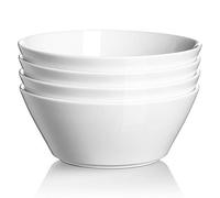 DOWAN Cuencos de Cereales, 950 ml Cuenco Cerámica para Sopa, Ensalada, Φ17cm Tazón de Desayuno para Servir, Ramen, Blanco, Paquete de 4