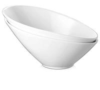 DOWAN Ensaladera de Porcelana,Juego de 2 Cuencos para Servir en Angulo,26 OZ Tazon de Cerámica Blanca para Ensalada,Pasta,Sopa,Arroz,Fruta,Preparación,Apto para Horno y Lavavajillas| Blanco,770ml