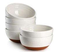 DOWAN Juego de 6 Cuencos de Cereales de 680 Ml - Tazón de Desayuno de Porcelana - Bol para Postres, Sopas, Ensaladas - Apto para Microondas y Lavavajillas - Blanco Alabastro