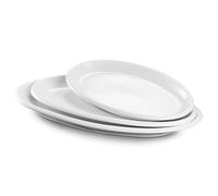 DOWAN Plato grande para servir, platos ovalados de 16 pulgadas, 14 pulgadas, 12 pulgadas, aptos para horno, platos blancos para servir decoración de bodas, plato de servir de cerámica para entretener