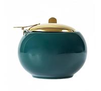 Dowbom Azucarero con tapa y cuchara, salero, azucarero de porcelana de color sólido, para cafetería, restaurante (verde, 12 onzas)