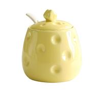 Dowbom Azucarero con tapa y cuchara, tarro de almacenamiento de 200 ml, recipiente de azúcar, azucarero, azucarera (amarillo)