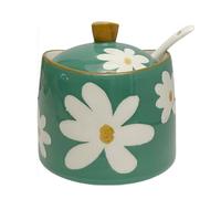 Dowbom Azucarero con tapa y cuchara, tarro de almacenamiento de 250 ml, recipiente de azúcar, azucarero, azucarera (verde)