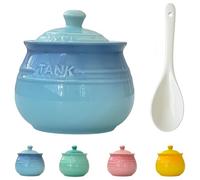 Dowbom Azucarero con tapa y cuchara, tarro de azúcar colorido, tarro de almacenamiento de azucarera, recipiente de azúcar, plato de azúcar (azul, 250 ml)