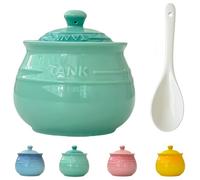 Dowbom Azucarero con tapa y cuchara, tarro de azúcar colorido, tarro de almacenamiento de azucarero, recipiente de azúcar, plato de azúcar (verde, 250 ml)