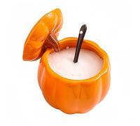 Dowbom Azucarero de cerámica de calabaza con tapa, azucarero sólido con cuchara, tarro de especias de porcelana, decoración de cocina (naranja, 14 onzas), DB-TG-020