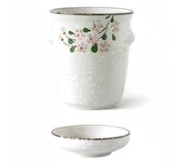 Dowbom Escurrecubiertos de cerámica japonesa para palillos, estante de drenaje, soporte para cubiertos con asa, soporte para palillos para cocina (flor, 4 pulgadas)