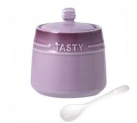 Dowbom Sal, azucarera de porcelana de color sólido, para barra de café, azucarero con tapa y cuchara (morado, 10 onzas), DB-TG-011