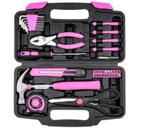 DOWELL 40 Piezas Kit de Herramientas para el Hogar Rosa, Juego de Herramientas de Mano para el Hogar General con Caja de Herramientas de Plástico Estuche de Almacenamiento para el Hogar