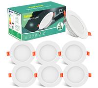 Downlight LED Empotrable 6W Equivalente 60W, 6 Pack Foco Empotrables LED Techo Redondo Blanco Cálido 2700K, 600LM Ultradelgado 26mm, Ф 75-95mm, AC 160-260V, Ojos de buey de led para Salón Cocina