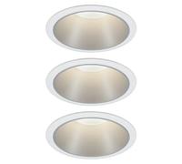 Paulmann 93410 Luminaria empotrable LED Cole redonda incl. 3x6,5 W, foco empotrable regulable, blanco, plateado, lámpara empotrable, plástico, aluminio zinc, foco de techo 2700 K