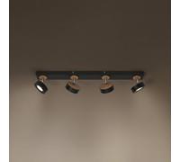 Downlight LED PLUTO de OSRAM, negro, 4 focos, 3000 K
