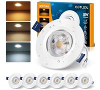 Downlight LED Techo Empotrable Orientable, 5W 500LM Focos Interior Techo Empotrable Blanco Cálido 3000K Blanca Neutro 4000K Blanco Frío 6500K, IP44 Ojos de Buey LED para Baño, Corte Ф65-80mm, 6 Pack