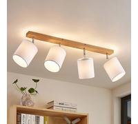 Downlight Lindby Imarin, 81 cm, blanco, 4 luces, madera