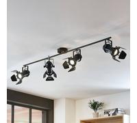 Downlight Lindby Tilen, 4 luces, negro, metal, 125 cm