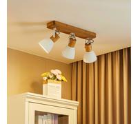 Downlight Merela de Lindby, blanco, 45 cm, 3 luces, madera, E14