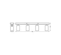 Downlight OSRAM OCTAGON negro 4 luces GU10-LED 927 atenuable