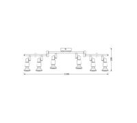 Downlight OSRAM, plateado, metal, 6 luces, GU10-LED, 2700 K