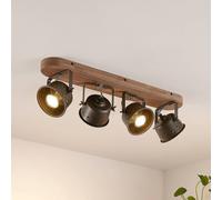 Downlight Rubinjo de Lindby, 62 cm, 4 luces, madera, GU10