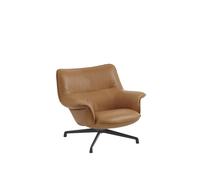 Doze Sillón Respaldo Bajo Refine Cuero Coñac/Negro Antracita