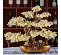 DPURPIWADY Feng Shui Quartz Crystal Money Tree, Crystal Trees Bonsai Style Decoration for Wealth and Luck for Home Decor, Gifts for Women,F,40 x 20 x 38cm