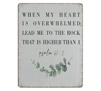 DQFOCPHHAA Psalm 61 2 When My Heart Is Overwhelmed Metal Tin Sign 8 X 12 in Wall Decor Spiritual Art for Home Living Room