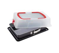 Dr. Oetker 1123 Molde para Horno Desmontable Rectangular con Base esmaltada y Antiadherente con Tapa con Asas para Transportar Alimentos, 42x29x7,5cm, 1ud.