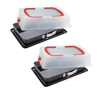 Dr. Oetker 9930650 - Molde rectangular con bisagras con tapa de transporte (42 x 29 x 7 cm), diseño de lasaña rectangular (2 unidades), color plateado