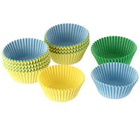 Dr. Oetker Capsulas Papel para Magdalenas desechables, moldes reposteria magdalenas, moldes papel de hornear, moldes para cupcakes 150 Unidades, Celeste, Verde y Amarillo, 5 cm