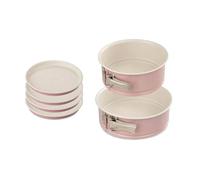 Dr. Oetker 9925750 - Molde para tartas (3 moldes para pasteles, moldes para pasteles, molde redondo para pastelería, molde layer cakes, acero, cerámica, rosa, 18,5 x 7,5 x 18 cm, 20 x 7 cm, 17 x 1,5