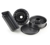 Dr. Oetker Back Harmonie, Juego Repostería Desmontable de 1 y 2 Fondos, Molde Rectangular y Rosco Alto en Acero con Revestimiento Antiadherente Especial, Color Negro, 4 uds