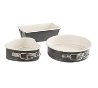 Dr. Oetker Juego de mini moldes para hornear exclusivos, con revestimiento antiadherente reforzado con cerámica, moldes para tartas diferentes y deliciosas (color: gris-marrón/crema), cantidad: 3