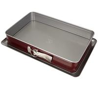 Dr. Oetker Molde rectangular de 38 x 25 cm, bicolor, bandeja cuadrada para tartas con revestimiento antiadherente bicolor, molde de alta calidad con excelente conducción del calor (color rojo/gris).
