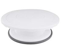 Dr. Oetker Plato giratorio para tartas de 27,5 cm de diámetro, bandeja para tartas para decorar tartas, soporte para tartas de alta calidad (color: blanco/gris). Cantidad: 1 unidad