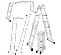 DRABEST - Escalera articulada 4x3 peldaños - Escalera Plegable de Aluminio - Carga máxima hasta 125 kg - Escala polivalente, Extensible - 0,33x0,98x0,25 m