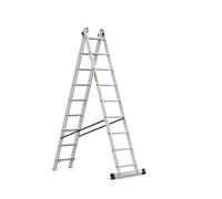DRABEST Escalera de Aluminio Pro - Resistente y Duradera - Ganchos galvanizados - Norma EN-131 - Diseño ergonómico - 2 Elementos - 2x9 peldaños 150 kg de Capacidad de Carga - 47x379x11,5 cm