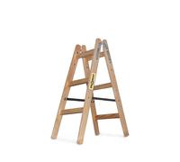 DRABEST - Escalera de Madera - para Trabajos de Pintura - 2X 3 peldaños - m de Largo - hasta 150 kg - Altura de Trabajo 0,95 m 2,4 m - Plegable -, con Ganchos para Cubos