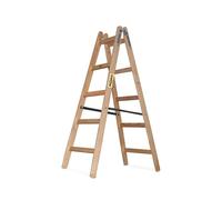 DRABEST - Escalera de Madera - para Trabajos de Pintura - 2X 5 peldaños - m de Largo - hasta 150 kg - Altura de Trabajo 1,53 m 3 m - Plegable -, con Ganchos para Cubos
