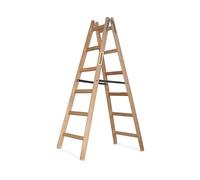 DRABEST - Escalera de Madera - para Trabajos de Pintura - 2X 6 peldaños - m de Largo - hasta 150 kg - Altura de Trabajo 1,82 m 3,3 m - Plegable -, con Ganchos para Cubos