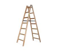DRABEST - Escalera de Madera - para Trabajos de Pintura - 2X 7 peldaños - m de Largo - hasta 150 kg - Altura de Trabajo 2,11 m 3,6 m - Plegable -, con Ganchos para Cubos
