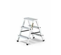 DRABEST Escalera de Tijera de Aluminio Escalera accesible por Ambos Lados, 2x3 peldaños, 125 kg