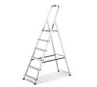 DRABEST Escalera de Tijera Escalera Plegable de Aluminio 6 peldaños Escalera de Tijera Escalera doméstica Capacidad de Carga hasta 125 kg Escalera Multiusos Gancho Libre