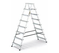 DRABEST Escalera de Tijera Peldaños Plegables Escalera de Aluminio 2x8 peldaños Escalera Multiusos por Ambos Lados Cargable hasta 125 kg Escalera de Tijera...