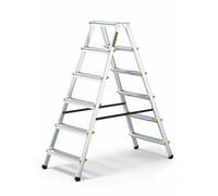 DRABEST Escalera de Tijera Serie Pro Escalera Plegable de Aluminio 8 peldaños, por Ambos Lados, cargable hasta 150 kg Certificado TÜV
