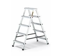 Drabest Escalera Doméstica de Aluminio de Doble Cara de 5 Peldaños Capacidad 125kg - Escalera de Tijera con Plataforma de Trabajo - Escaleras de Tijera de 5 Peldaños - 46x109x16cm