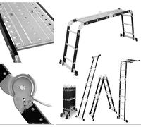 DRABEST Escalera Multiusos articulada Plegable 4 x 3 Niveles - Aluminio y Acero - Carga máxima 125 kg - 0,32 x 0,89 x 0,25 m
