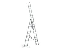 DRABEST Escalera Serie Pro de Aluminio Multiusos de 3 tramos Escalera de 3x12 peldaños Escalera combinada cargable hasta 150 kg - Altura de Trabajo 8,09 m - In anchos para el cazo