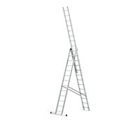 DRABEST Escalera Serie Pro de Aluminio Multiusos de 3 tramos Escalera de 3x13 peldaños Escalera combinada cargable hasta 150 kg - Altura de Trabajo 8,61 m - In anchos de cucharón