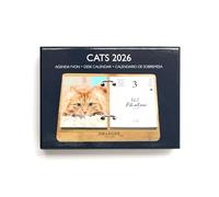 Draeger Paris 1886 - Agenda sobre base de 20 x 15 cm 2026 (tema de gatos, 12 meses, papel FSC, ilustraciones desmontables